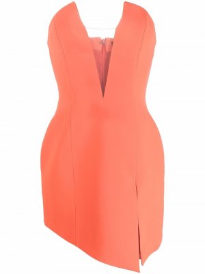 Off-shoulder V-cut tailored dress David Koma. Цвет: оранжевый