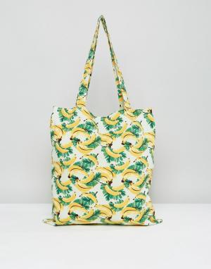 Пляжная сумка с принтом бананов Vero Moda. Цвет: мульти