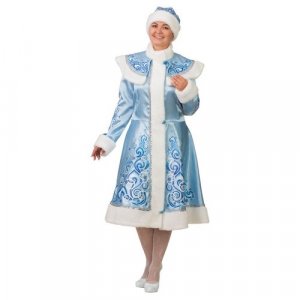 Карнавальный костюм для взрослых Снегурочка, сатиновый с аппликациями, голубой, 54-56 размер 197-54-56 Батик. Цвет: голубой