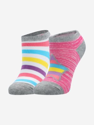Носки для девочек , 2 пары, Мультицвет, размер 24-35 Skechers. Цвет: мультицвет
