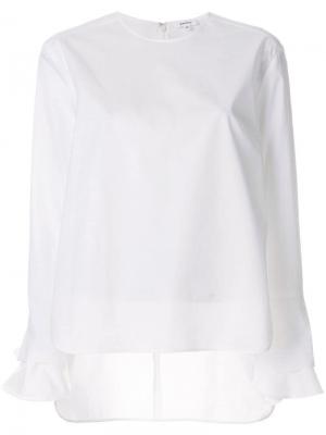 Блузка с оборками на манжетах и вырезом Enföld. Цвет: белый