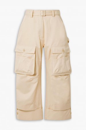 Укороченные брюки карго прямого кроя из хлопкового твила с поясом SIMONE ROCHA, кремовый Rocha