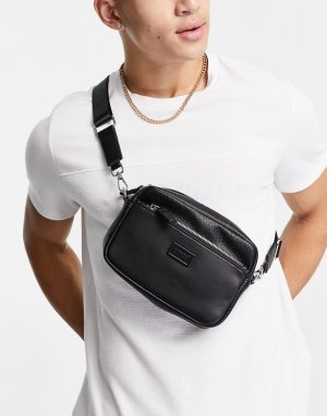 Черная сумка через плечо -Черный цвет Bershka