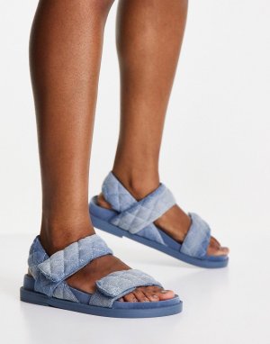 Голубые стеганые сандалии в винтажном стиле под деним Bertie-Голубой Monki