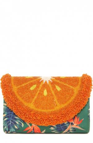 Клатч Orange 70s Black Mini Curved с вышивкой бисером Sarah’s Bag. Цвет: оранжевый