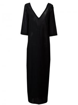 Длинное платье с V-образным вырезом Casa Nata. Цвет: чёрный