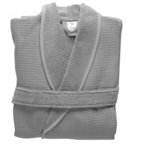 Халат банный из чесаного хлопка серого цвета коллекции Essential, размер M TKANO. Цвет: серый