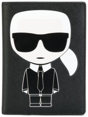 Обложка для паспорта Ikonik Karl Lagerfeld. Цвет: черный