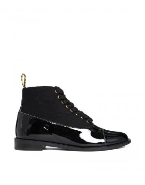 Черные кожаные ботинки с лакированной вставкой F-Troupe. Цвет: черная елочка