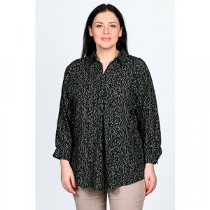 Блуза , повседневный стиль, свободный силуэт, укороченный рукав, без карманов, размер 52, черный SVESTA. Цвет: черный/черный-зеленый