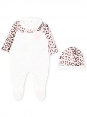 Комбинезон для новорожденного с леопардовым принтом Roberto Cavalli Junior. Цвет: белый
