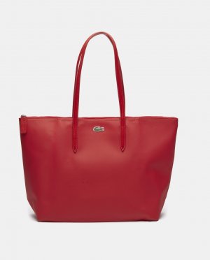 Большая красная сумка-шопер на молнии , красный Lacoste