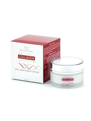 Крем для лица коллагеновый ночной Collagen Night  Cream Natural Inventia. Цвет: прозрачный, белый, красный