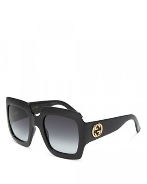 Квадратные солнцезащитные очки оверсайз, 54 мм , цвет Black Gucci