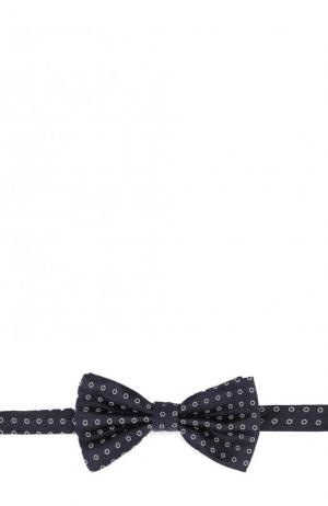 Шелковый галстук-бабочка с узором Canali. Цвет: темно-синий