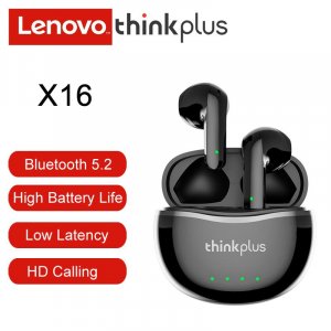 Оригинальные наушники X16 Bluetooth 5,2 TWS, беспроводные наушники, стерео спортивные с крючком и двойным микрофоном HD Lenovo