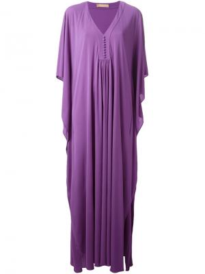 Длинное платье-кафтан c V-образным вырезом Michael Kors. Цвет: розовый и фиолетовый