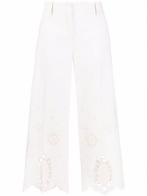 Укороченные брюки с английской вышивкой Ermanno Scervino. Цвет: белый