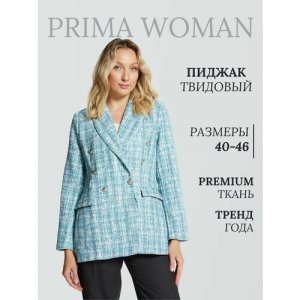 Пиджак , размер L, голубой Prima Woman. Цвет: голубой