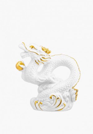 Фигурка декоративная Elan Gallery Китайский дракон, белая с золотом 10х5х10,5 см. Цвет: белый