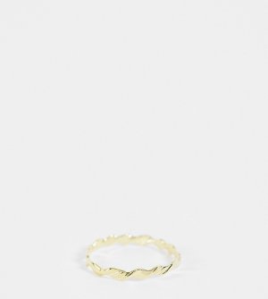 Позолоченное кольцо из стерлингового серебра с витым дизайном -Золотистый Kingsley Ryan Curve