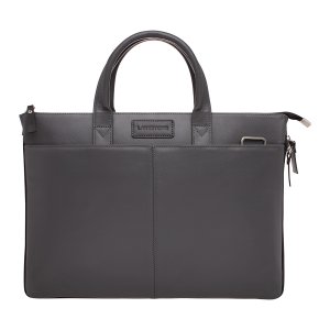 Кожаная деловая сумка для ноутбука Bolton Grey/Black Lakestone