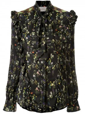 Блузка с завязками и оборками Preen By Thornton Bregazzi. Цвет: черный