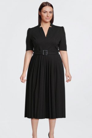 Платье больших размеров из структурированного крепа со складками Forever , черный Karen Millen