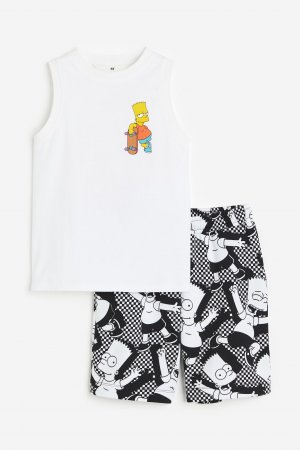 Комплект детский x Simpsons Printed, 2 предмета, белый H&M