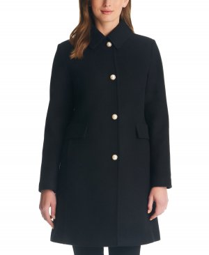 Женское однобортное пальто на пуговицах с искусственным жемчугом, черный Kate Spade New York