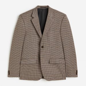 Однобортный пиджак Checked, бежевый/черный H&M