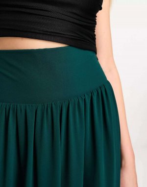Плиссированная макси-юбка зеленого цвета TFNC