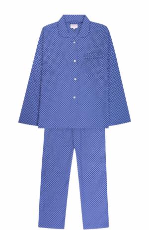Хлопковая пижама с принтом Derek Rose. Цвет: синий