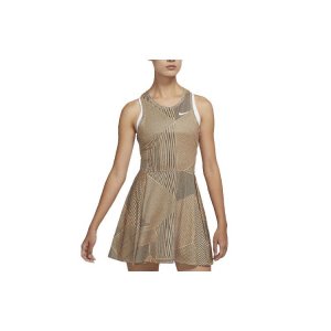 Dri-Fit Striped Print Quick-Dry Breathable Sleeveless A-Line Tennis Dress Women Brown DD2745-811 Nike