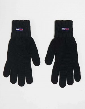Черные перчатки с логотипом и флагом Tommy Jeans
