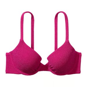 Топ бикини Victoria's Secret Swim Shimmer Icon Push-Up, розовый Victoria's. Цвет: розовый