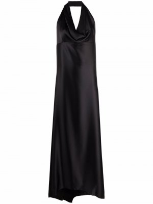 Платье с вырезом халтер и открытой спиной Blanca Vita. Цвет: черный