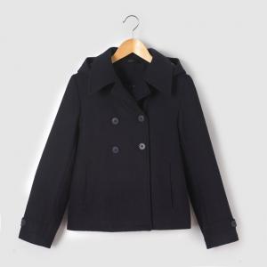 Куртка короткая из шерстяного драпа, 10-16 лет R essentiel. Цвет: синий морской