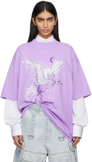 Фиолетовая футболка с летаю Vetements