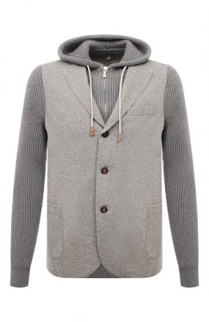 Комбинированный пиджак Eleventy. Цвет: серый