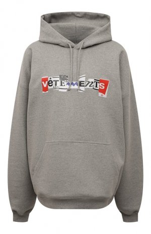 Хлопковое худи VETEMENTS. Цвет: серый