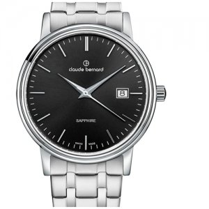 Наручные часы Classic 53009 3M NIN, черный, серебряный Claude Bernard. Цвет: черный