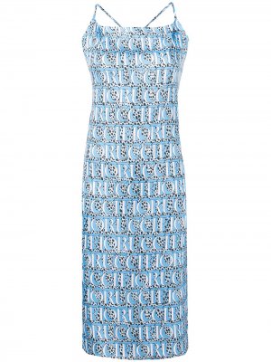 Платье-комбинация с узором Fiorucci. Цвет: синий