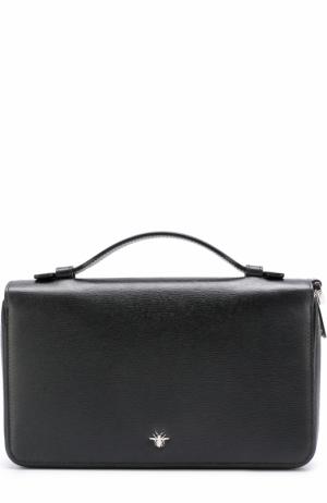 Кожаный футляр для документов на молнии Dior. Цвет: черный