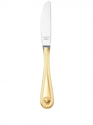 Позолоченный десертный нож с декором Medusa Versace. Цвет: золотистый