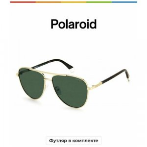 Солнцезащитные очки , золотой, зеленый Polaroid. Цвет: золотистый/зеленый
