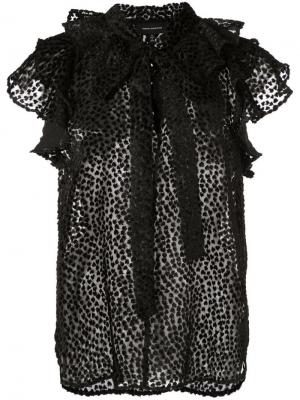 Блузка с горловиной на завязке и узором в точку Robert Rodriguez Studio. Цвет: черный
