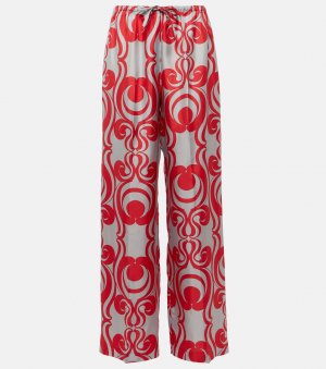 Широкие брюки из шелка с принтом , красный Dries Van Noten