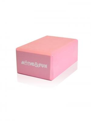 Блок для занятий йогой розовый Moove&Fun. Цвет: бледно-розовый