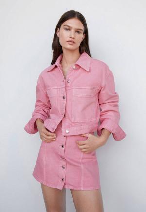 Куртка джинсовая Mango GISELLE. Цвет: розовый